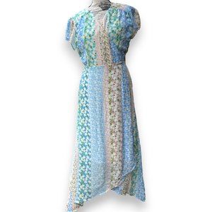 Francesca's Collections Floral Blue and Green Wedding Dress